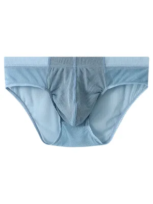 2 Pack Mens Striped Separate Pouch Thin Briefs