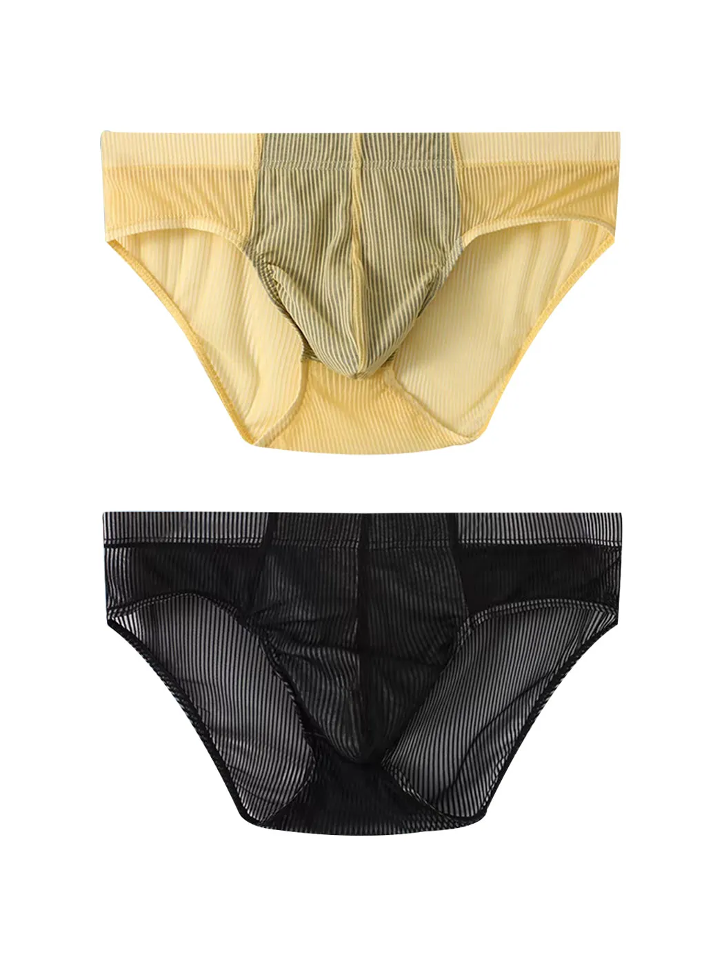 2 Pack Mens Striped Separate Pouch Thin Briefs