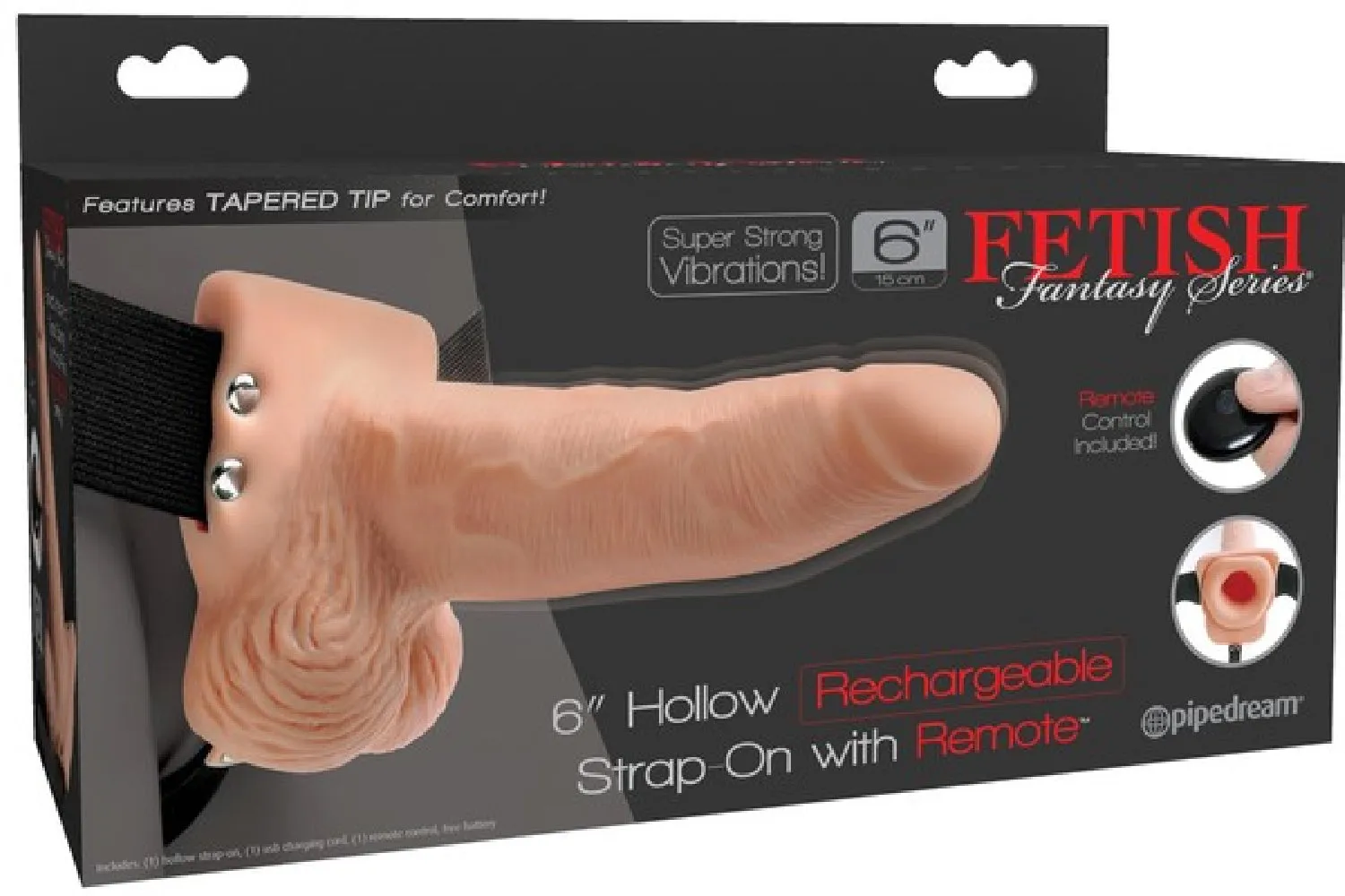 6" Hollow Rechargeable Strap-On Remote (Flesh)