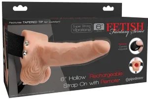 6" Hollow Rechargeable Strap-On Remote (Flesh)