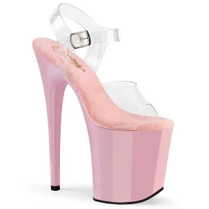 8 Inch Heel FLAMINGO-808 Clear-Baby Pink