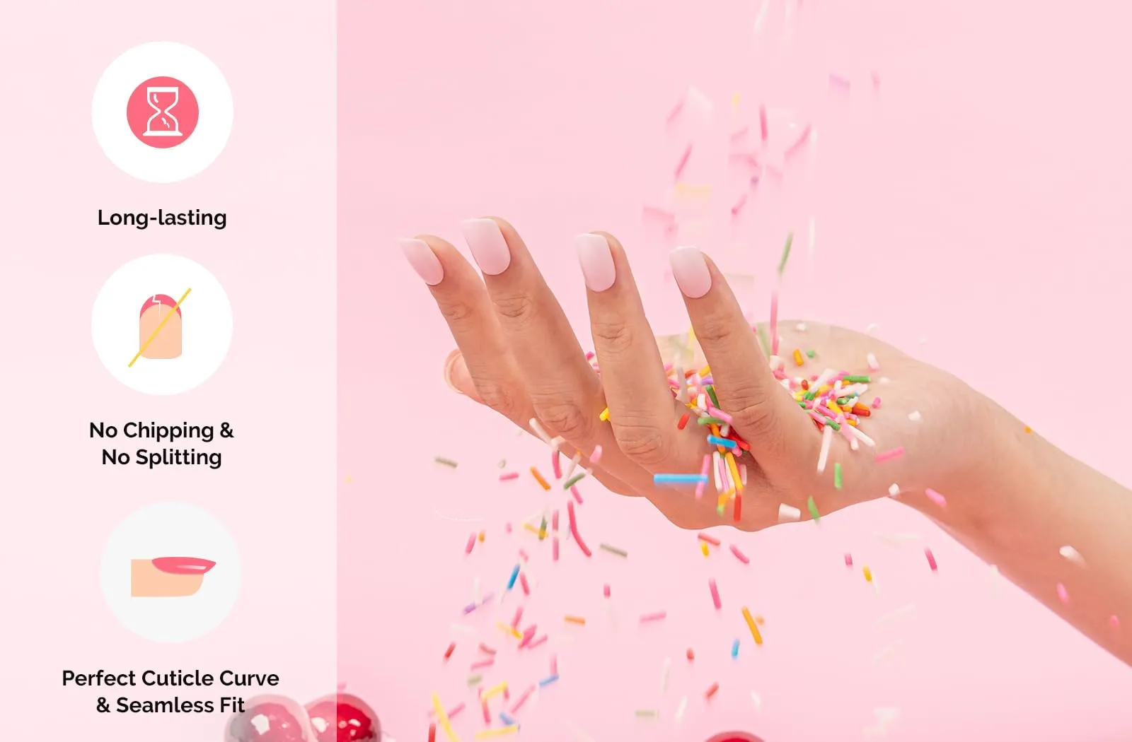 Acrylic Press On Nails - Short Square Pink Ombre (US ONLY)