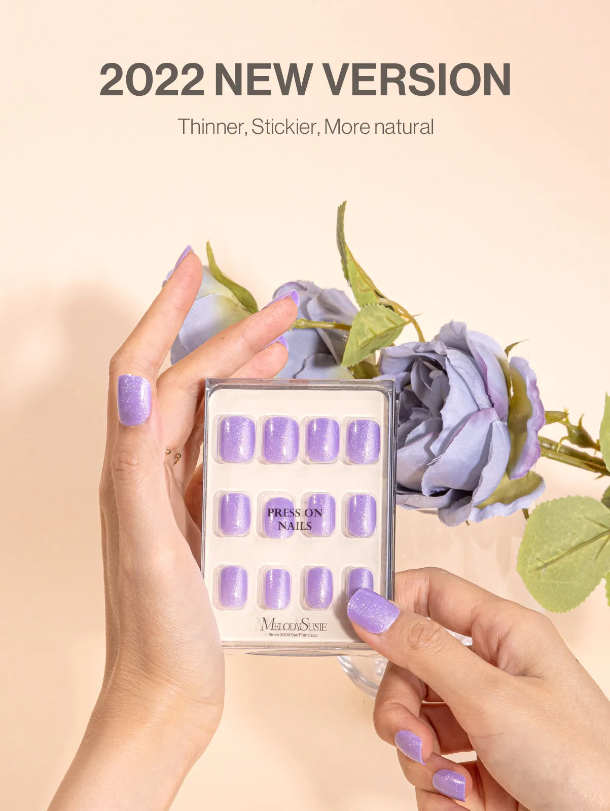 Acrylic Press On Nails - Short Square Purple (US ONLY)