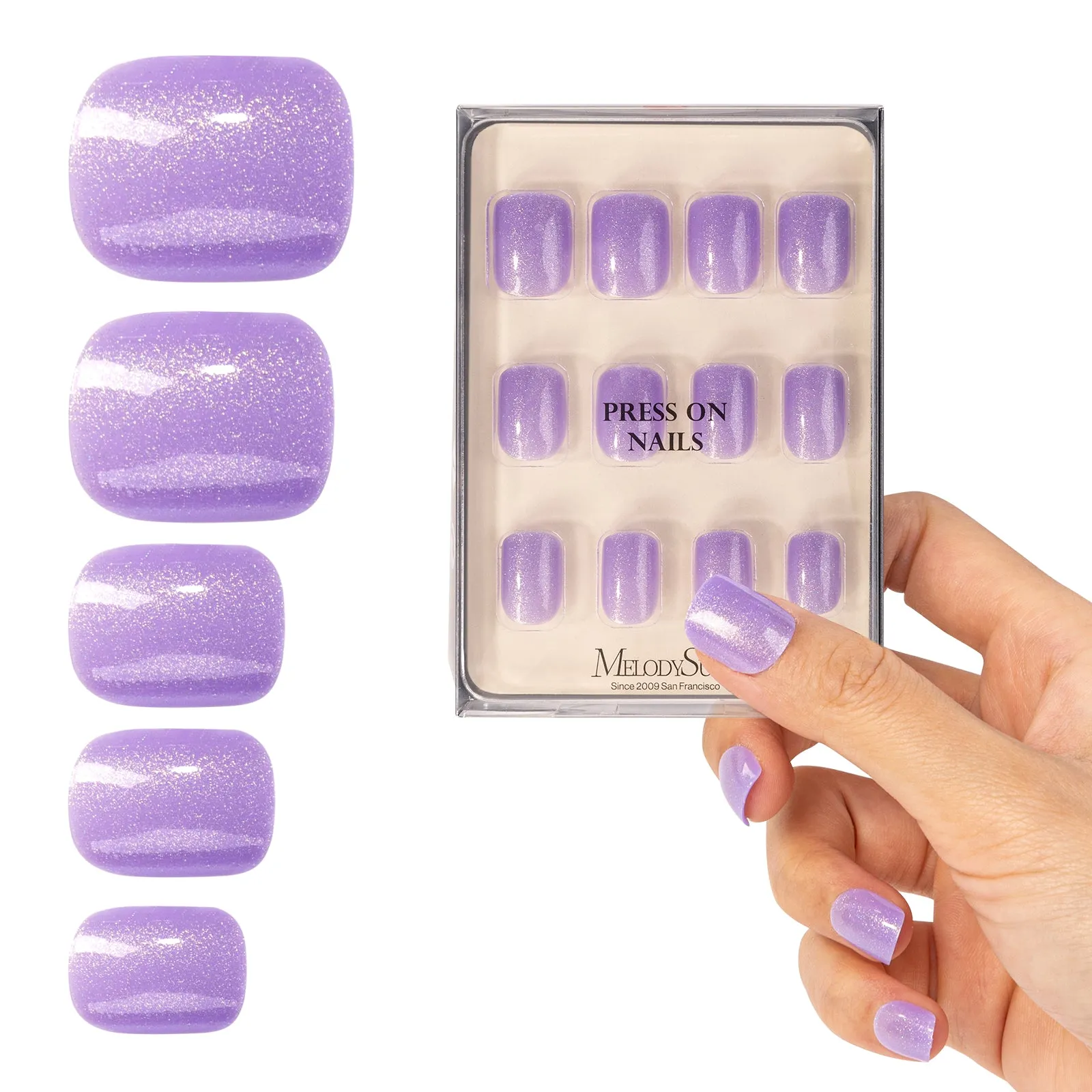 Acrylic Press On Nails - Short Square Purple (US ONLY)