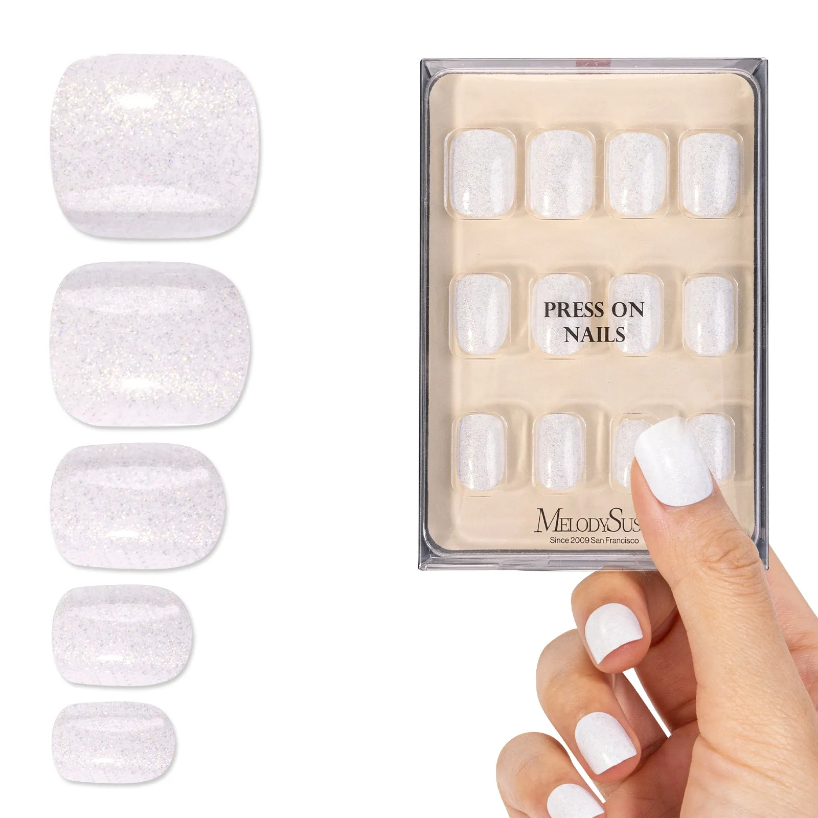 Acrylic Press On Nails - Short Square White (US ONLY)