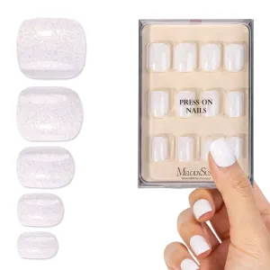 Acrylic Press On Nails - Short Square White (US ONLY)