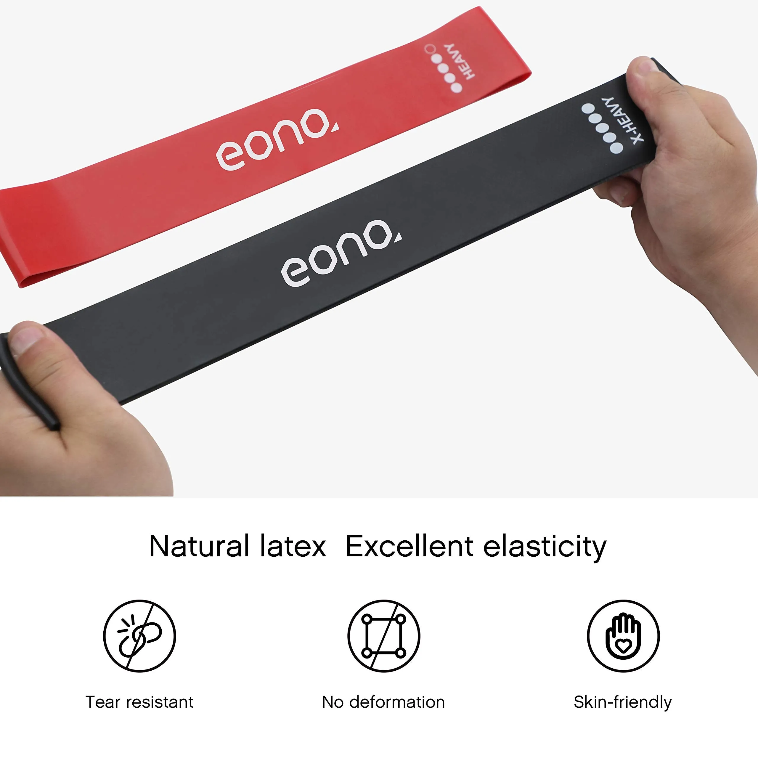 Amazon Brand - Eono - Anti-Slip Resistance Loop Bands Anti-Rolling Workout Bands for Women Set of 5 Exercise Bands for Home Gym Yoga