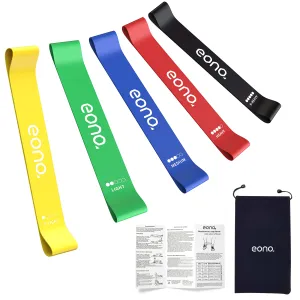 Amazon Brand - Eono - Anti-Slip Resistance Loop Bands Anti-Rolling Workout Bands for Women Set of 5 Exercise Bands for Home Gym Yoga