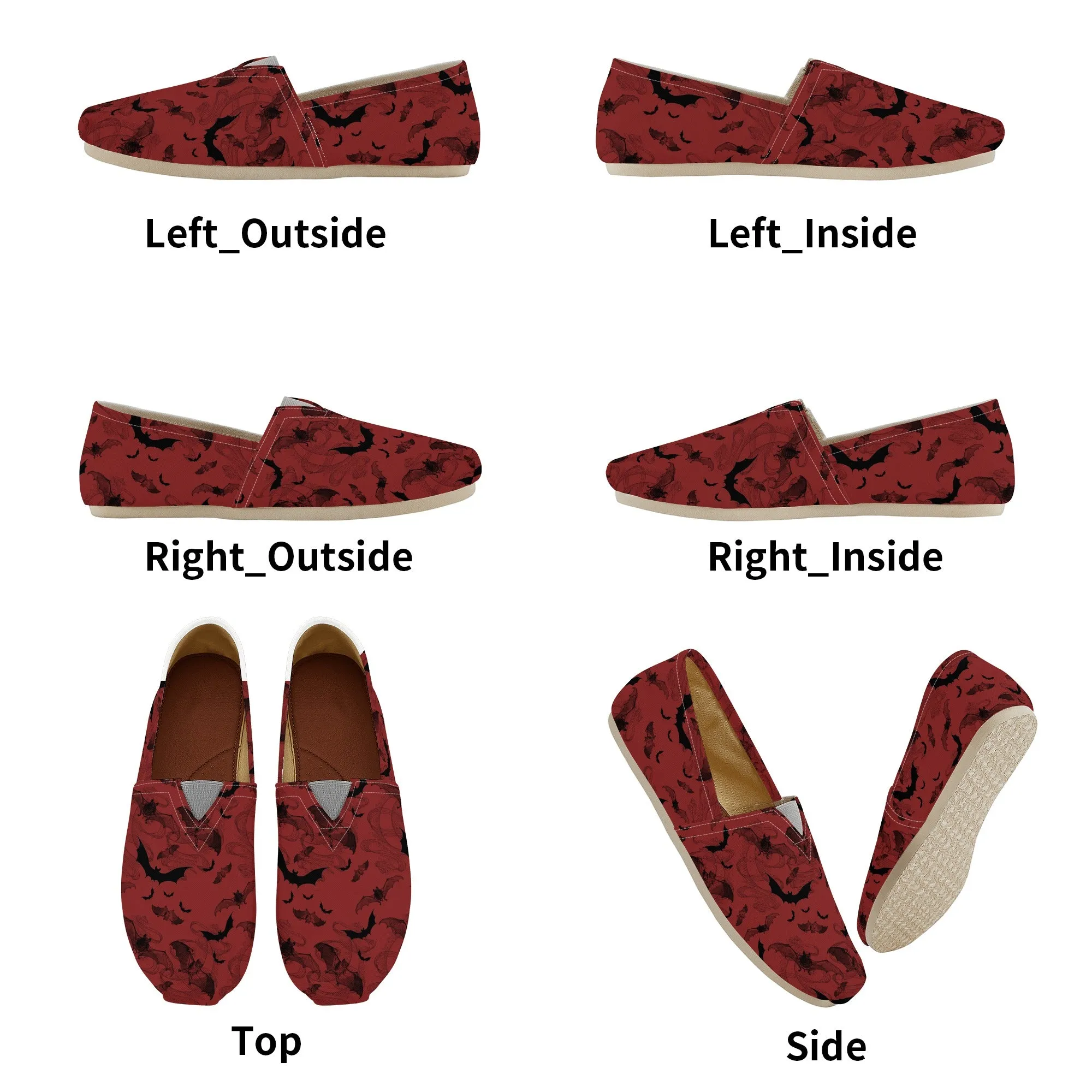 Bats Design Red Casual Shoes