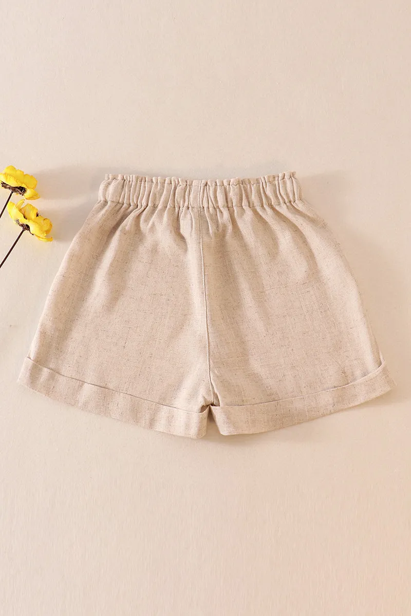 Beige Linen Girl Shorts