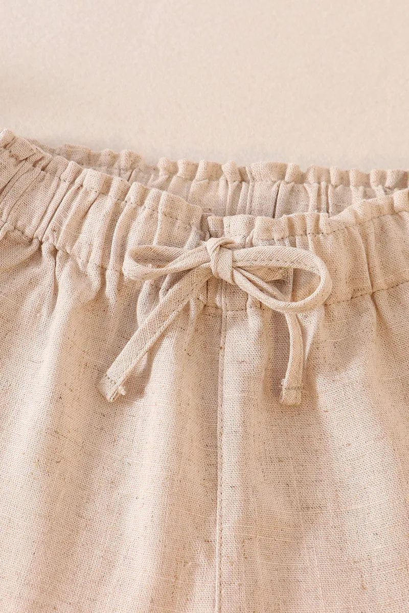 Beige Linen Girl Shorts