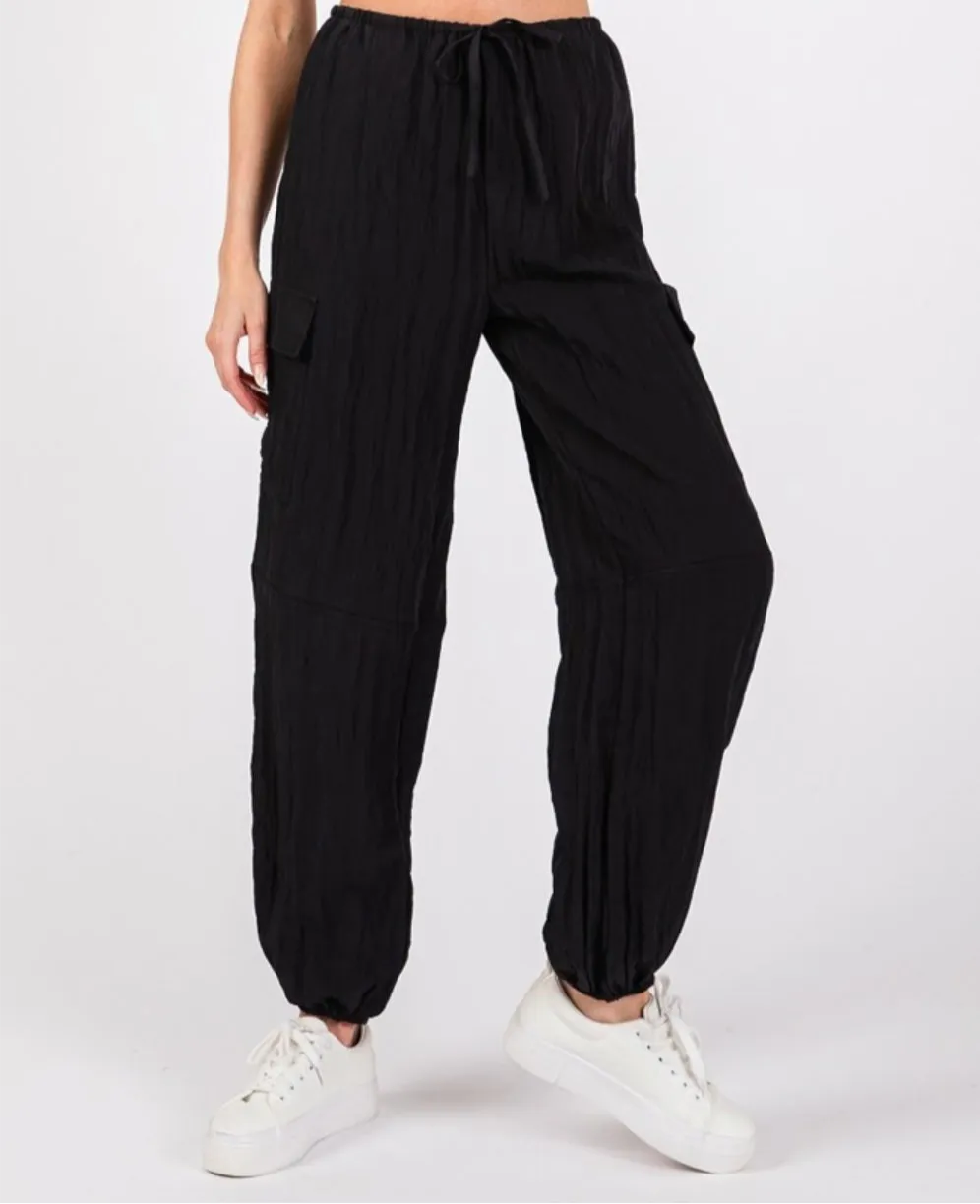 Bella Black Parachute Pants