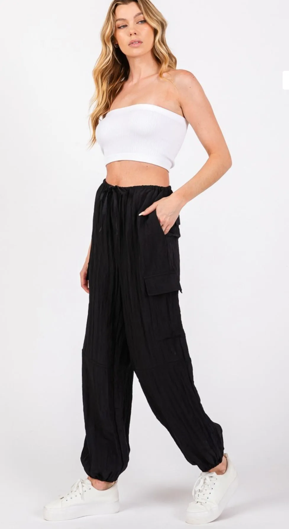Bella Black Parachute Pants