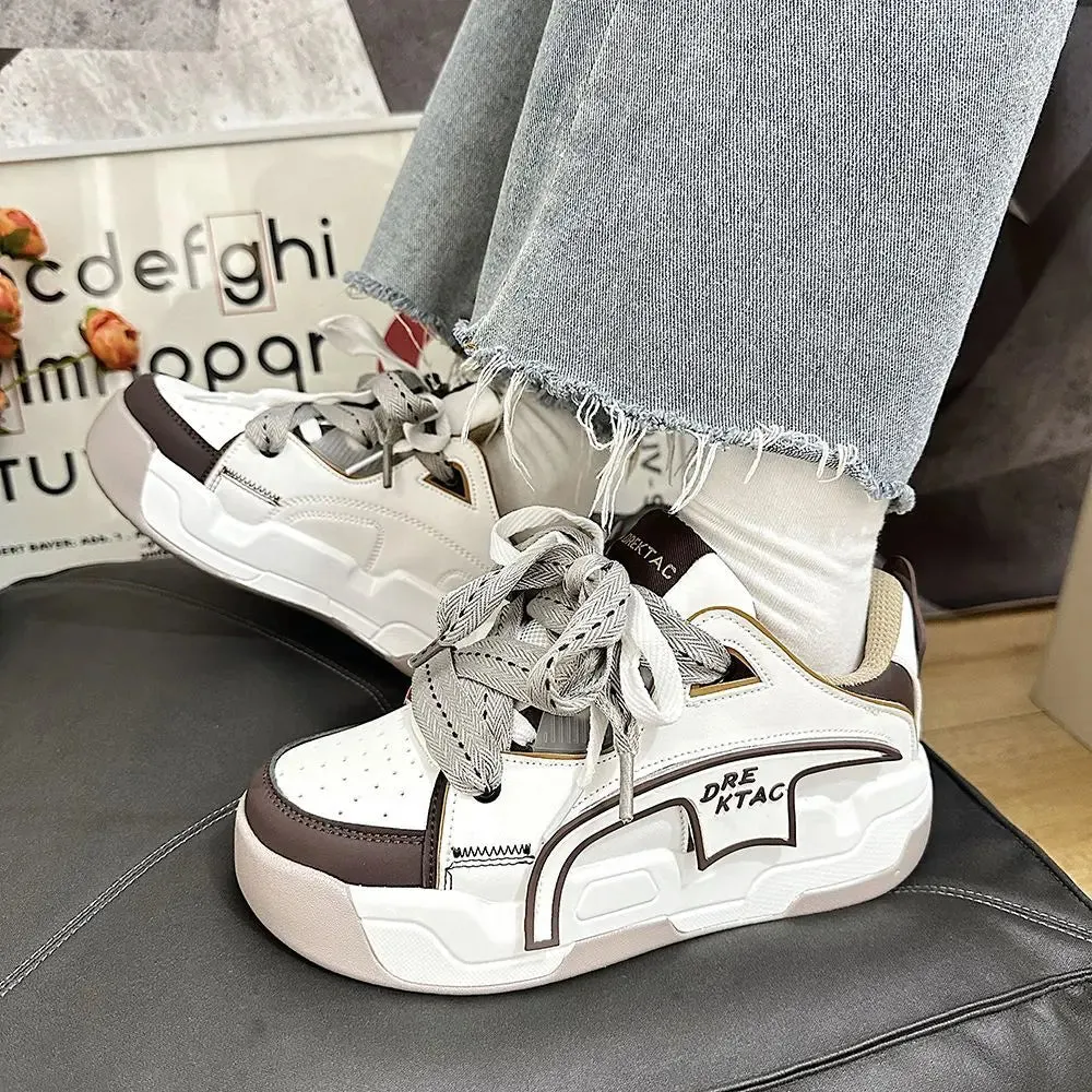 binfenxie  -  Prevalent Dashing Casual Sneakers White Thick Bottom Comfortable Breathable Men Women Couple Trendy Platform Trainers