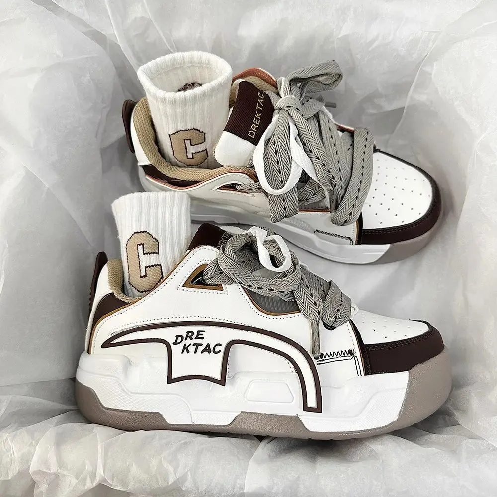 binfenxie  -  Prevalent Dashing Casual Sneakers White Thick Bottom Comfortable Breathable Men Women Couple Trendy Platform Trainers