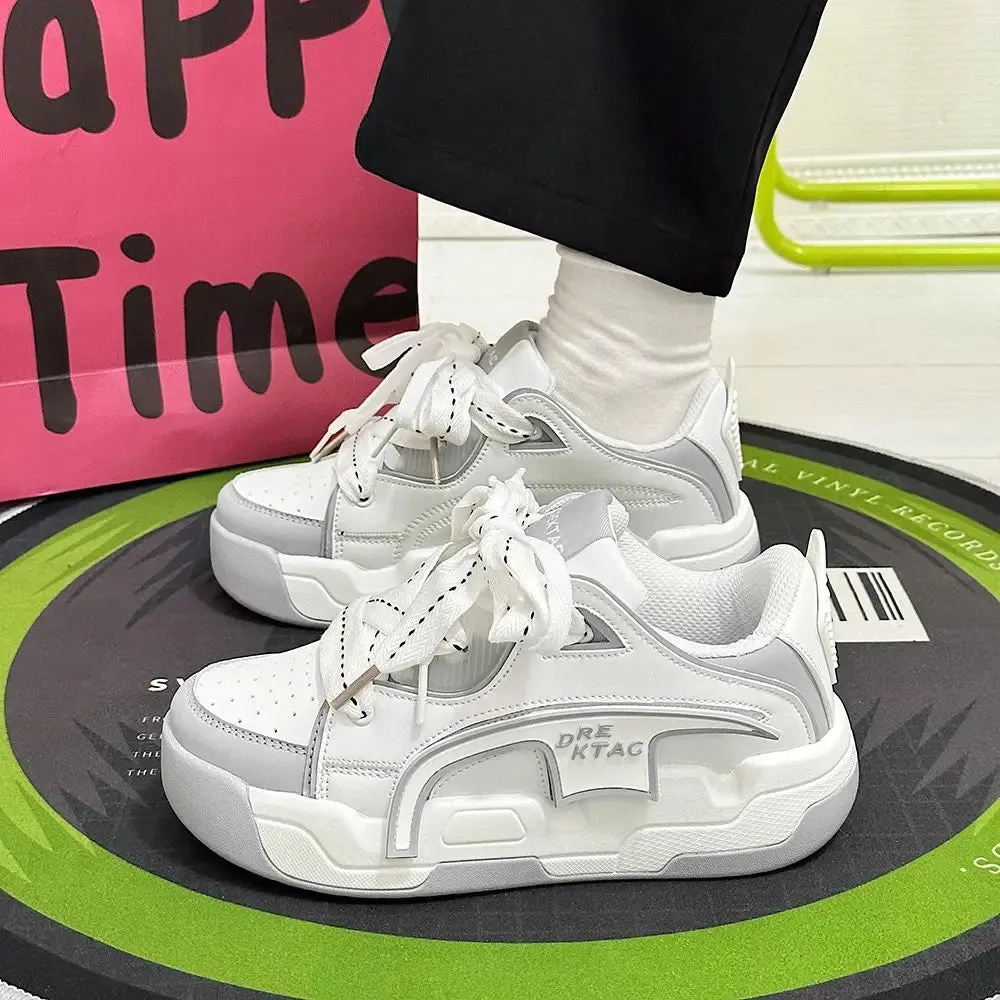 binfenxie  -  Prevalent Dashing Casual Sneakers White Thick Bottom Comfortable Breathable Men Women Couple Trendy Platform Trainers