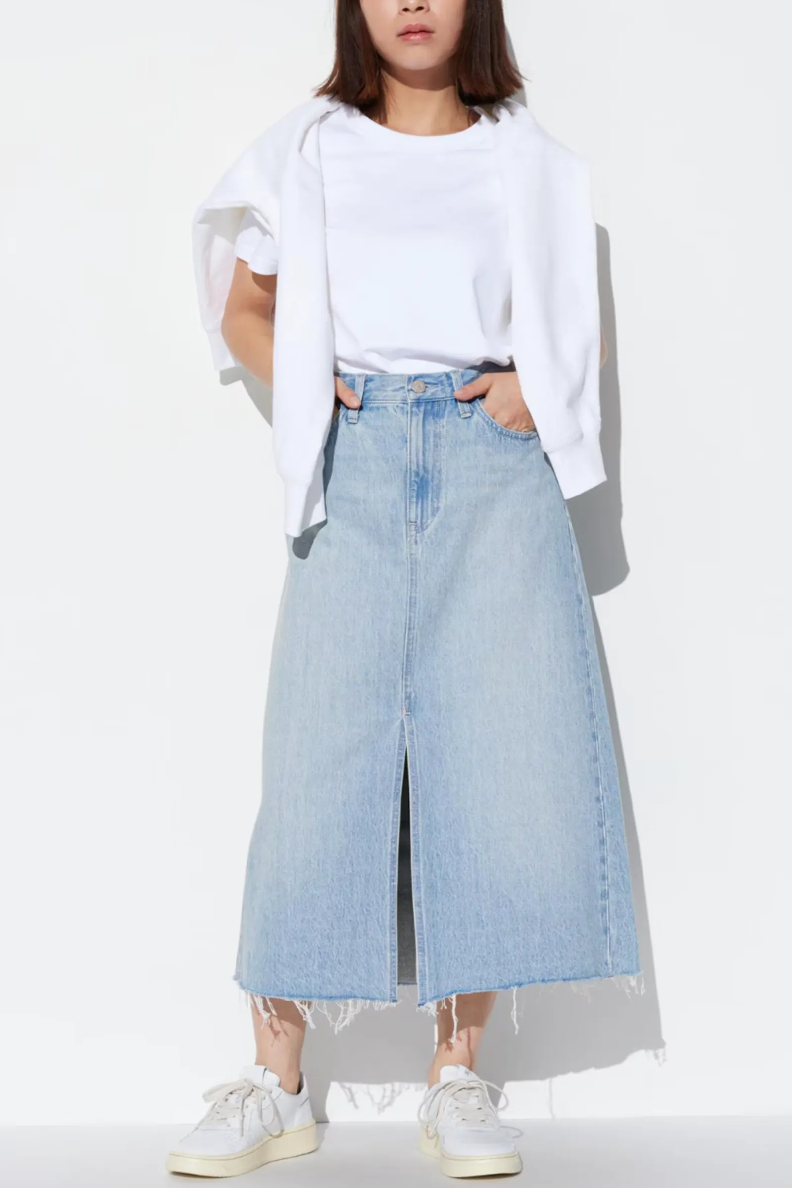 Blue Denim Long Skirt (Short)