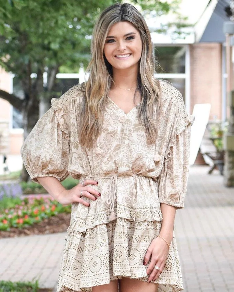 Boho Mini Dress with Sleeves