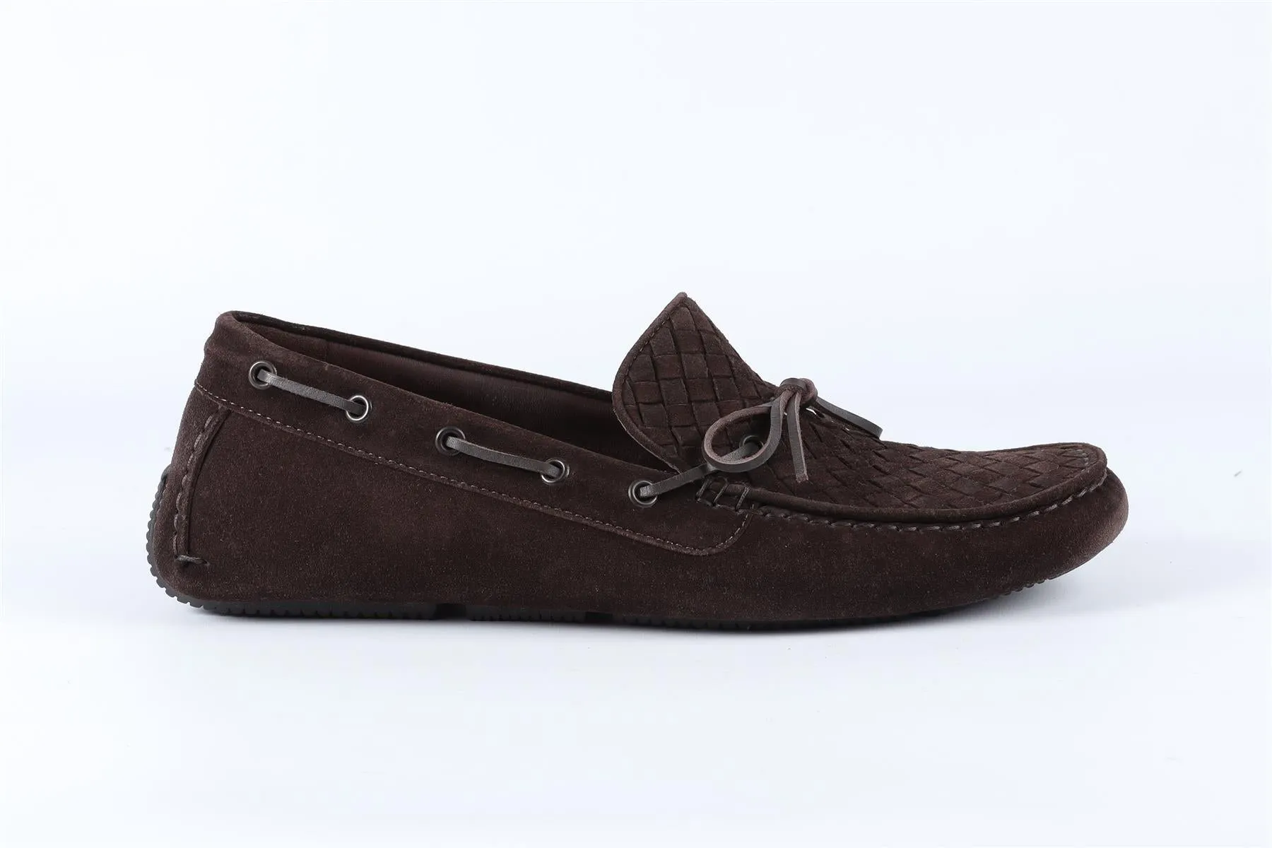 BOTTEGA VENETA BROWN MEN'S INTRECCIATO SUEDE LOAFERS EU 44 UK 9 US 10