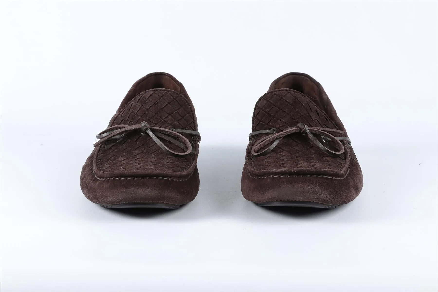 BOTTEGA VENETA BROWN MEN'S INTRECCIATO SUEDE LOAFERS EU 44 UK 9 US 10