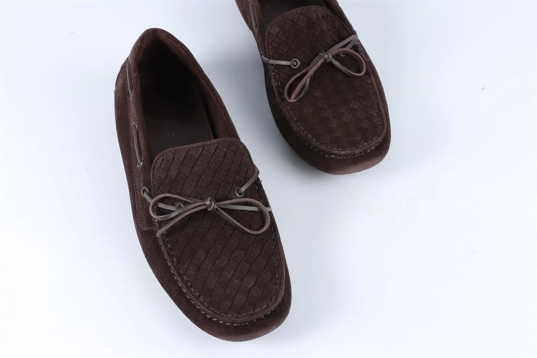 BOTTEGA VENETA BROWN MEN'S INTRECCIATO SUEDE LOAFERS EU 44 UK 9 US 10
