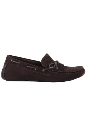 BOTTEGA VENETA BROWN MEN'S INTRECCIATO SUEDE LOAFERS EU 44 UK 9 US 10