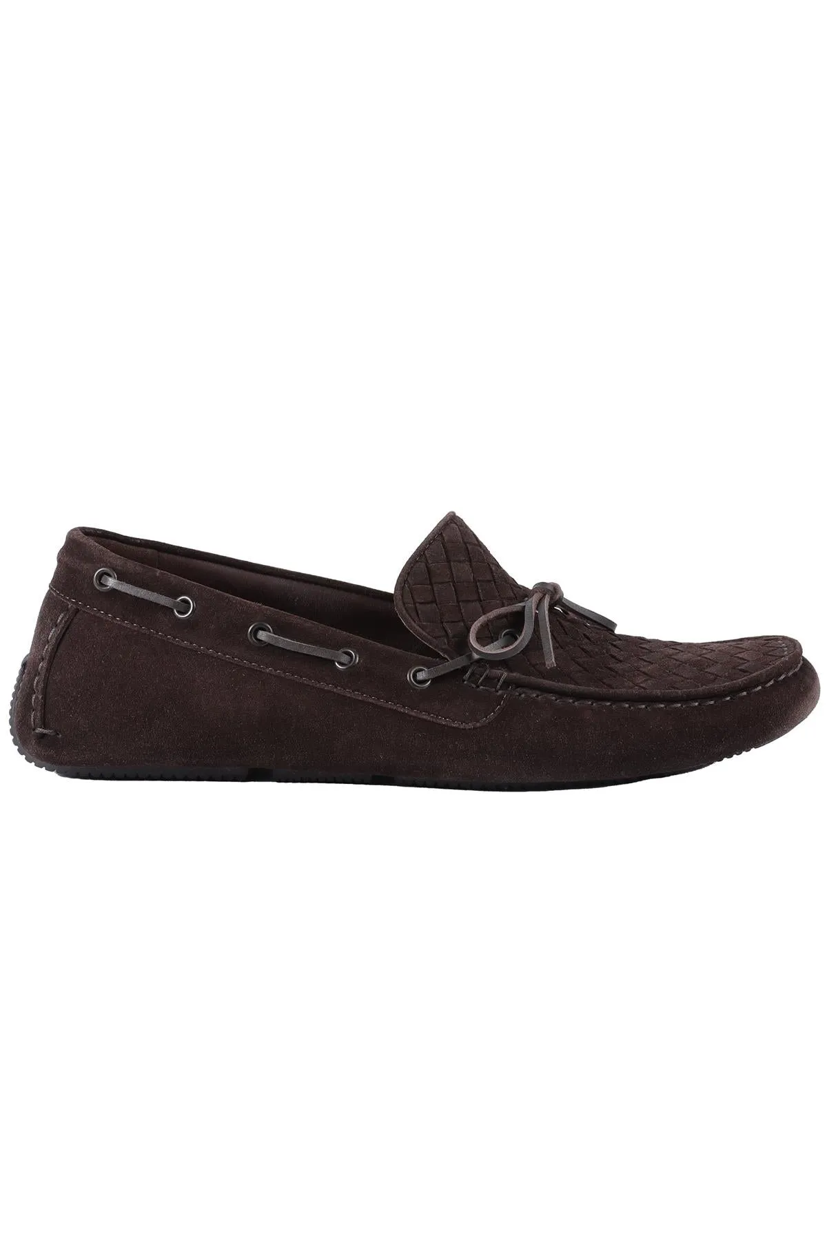 BOTTEGA VENETA BROWN MEN'S INTRECCIATO SUEDE LOAFERS EU 44 UK 9 US 10