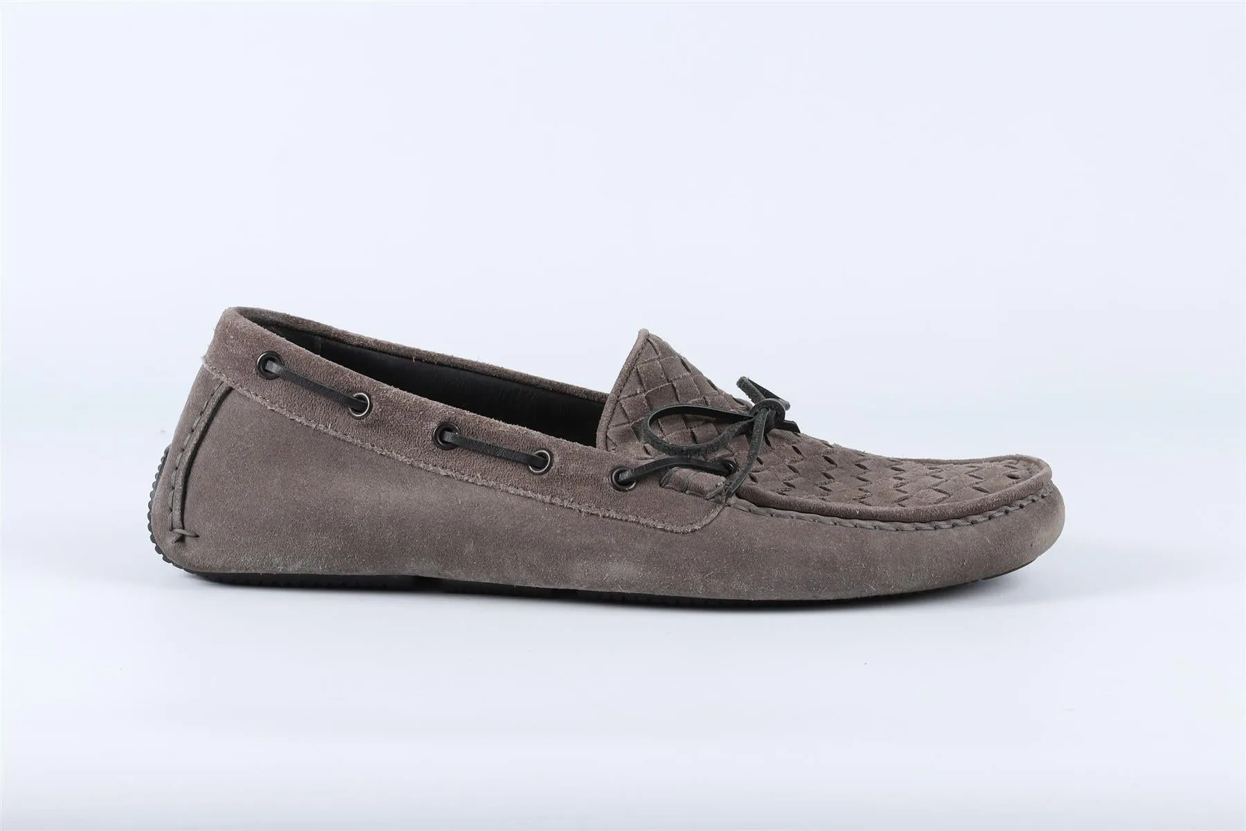 BOTTEGA VENETA GREY MEN'S INTRECCIATO SUEDE LOAFERS EU 43 UK 9 US 10