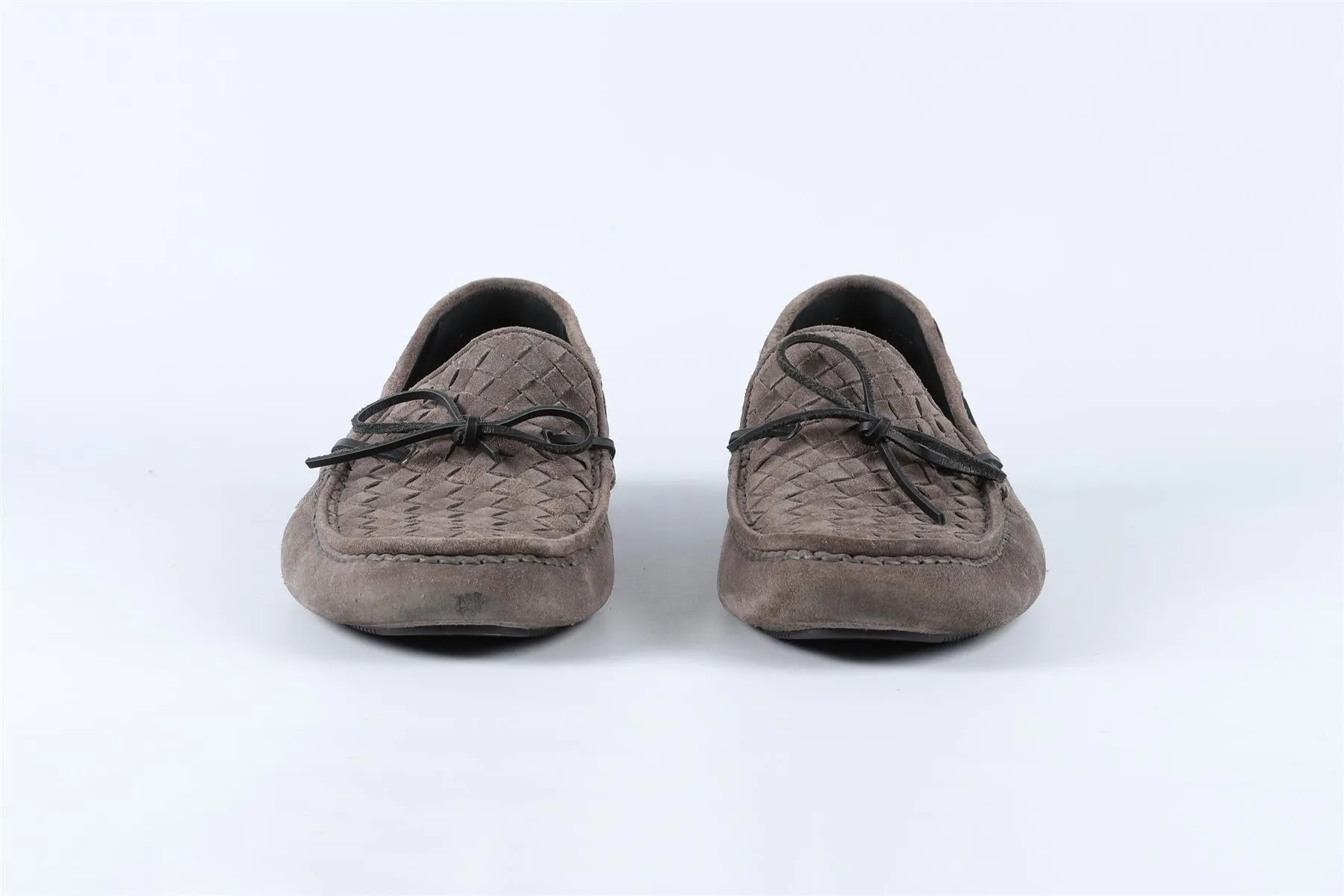 BOTTEGA VENETA GREY MEN'S INTRECCIATO SUEDE LOAFERS EU 43 UK 9 US 10