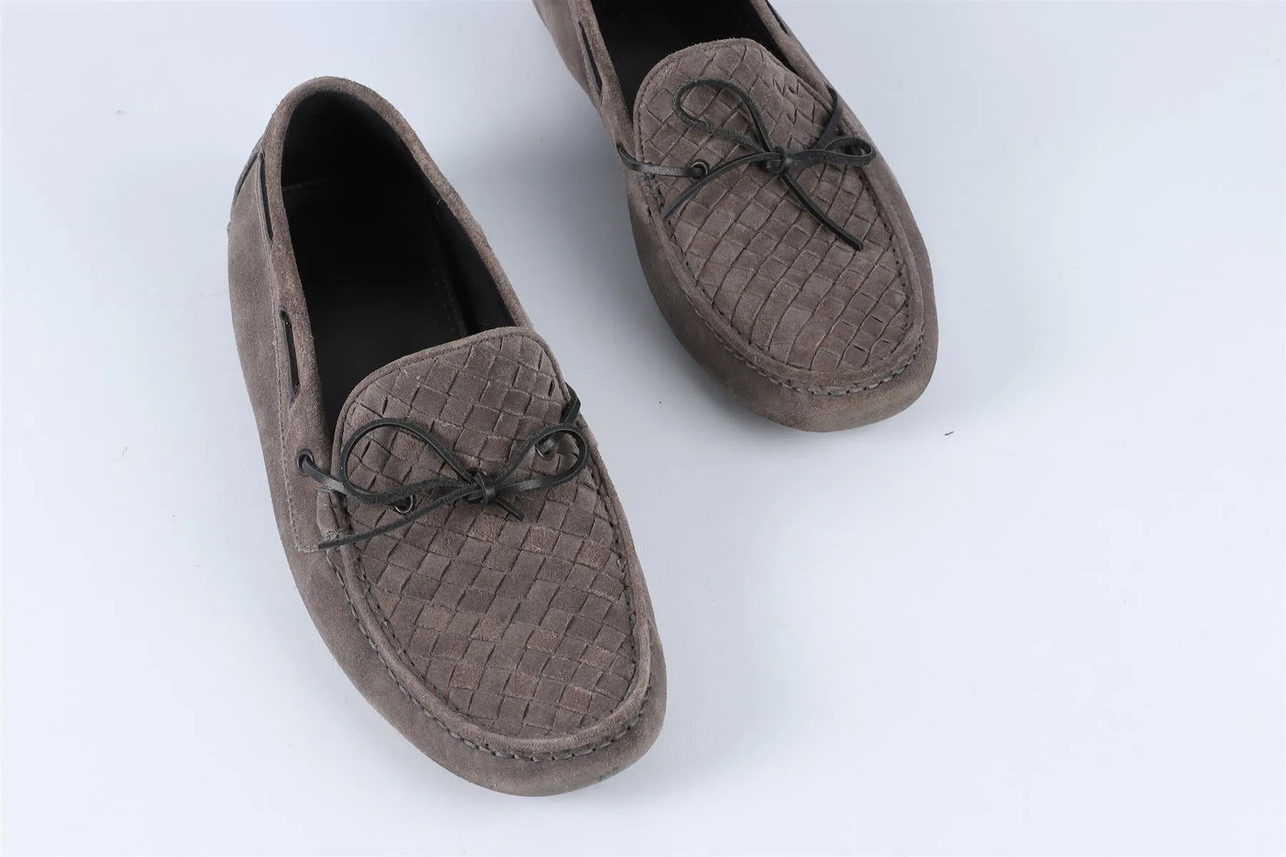 BOTTEGA VENETA GREY MEN'S INTRECCIATO SUEDE LOAFERS EU 43 UK 9 US 10