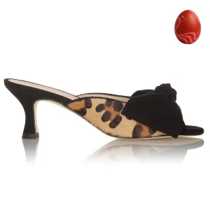 Bow Peep Toe Kitten Heel - Leopard Print