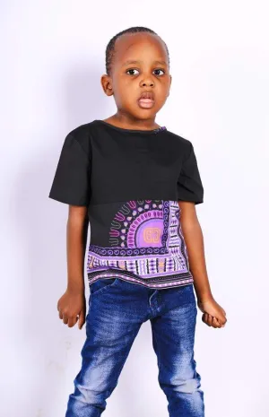 Boys African T-shirt Dashiki Violet