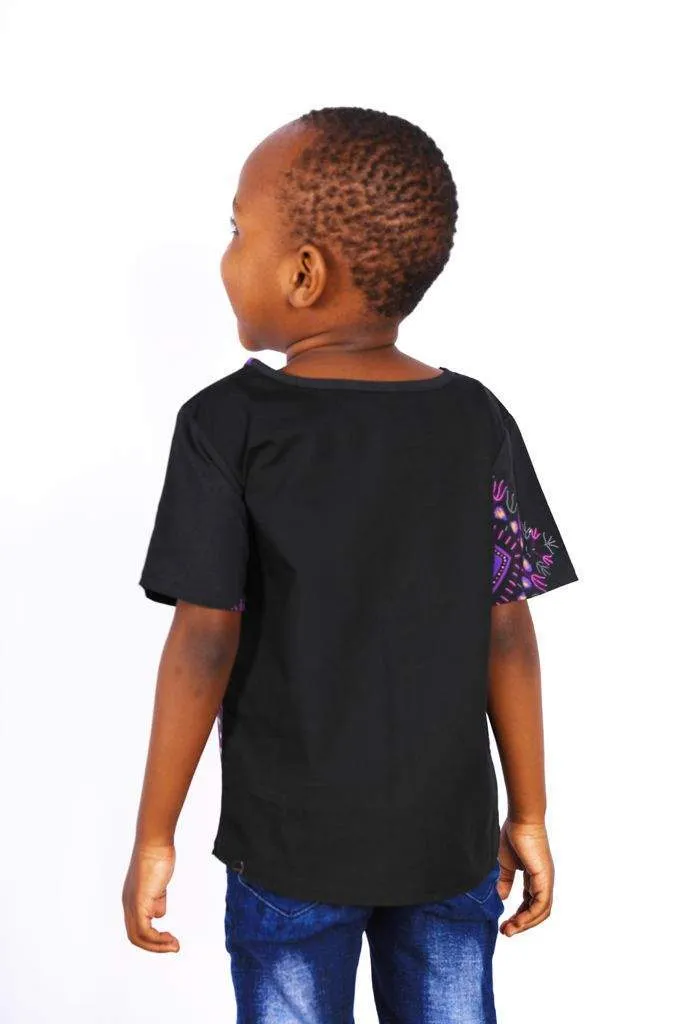 Boys African T-shirt Dashiki Violet