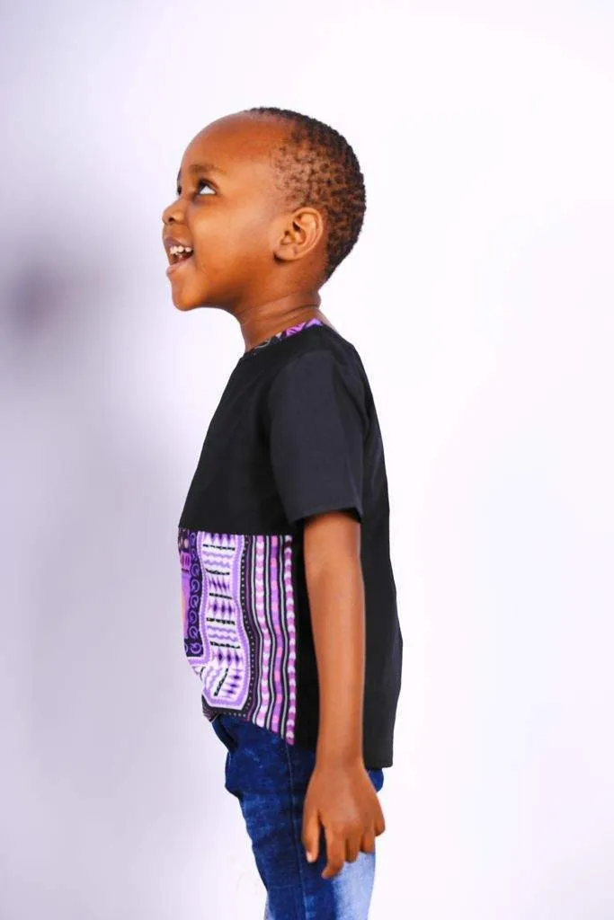 Boys African T-shirt Dashiki Violet