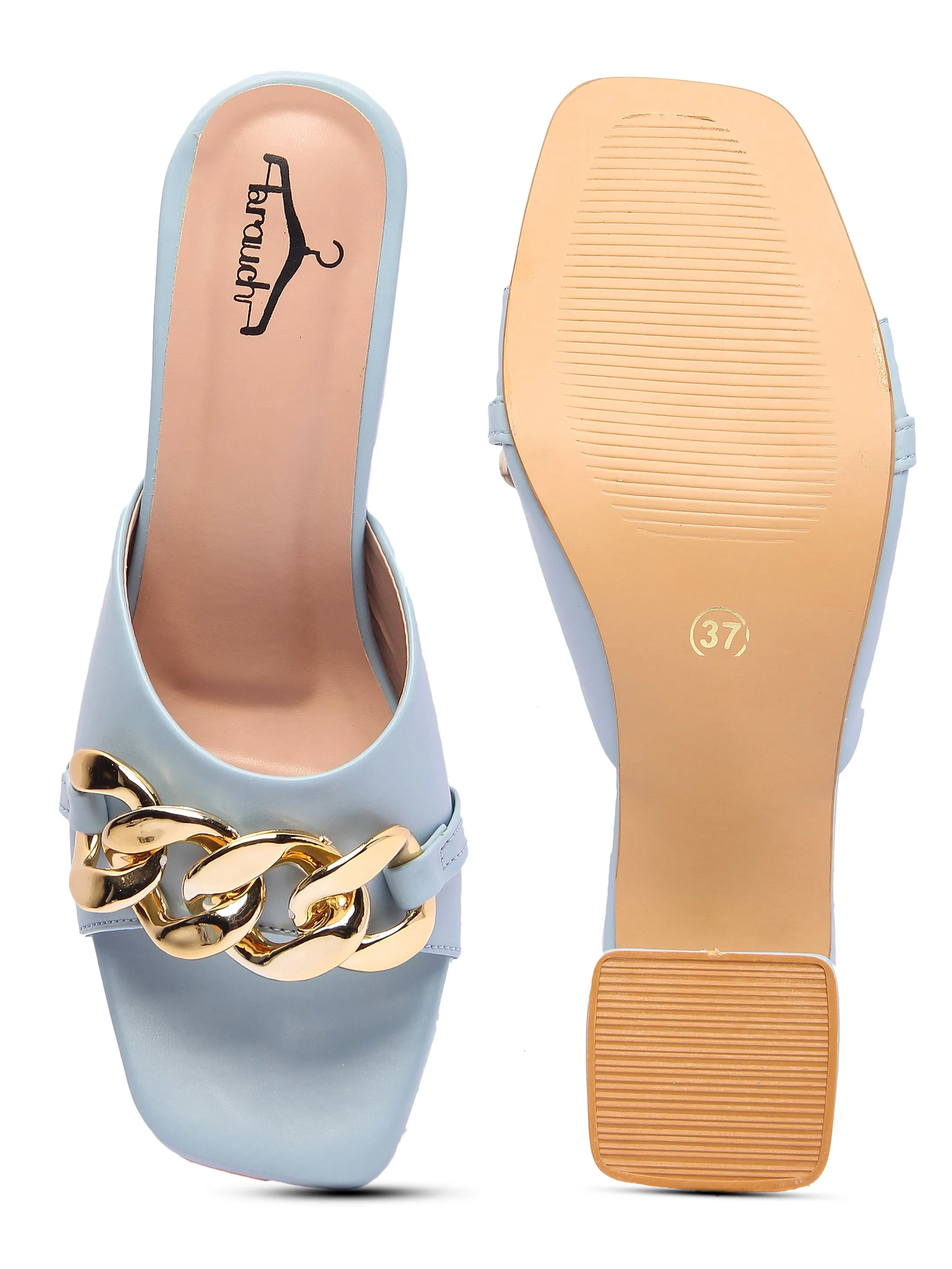 Brauch Women Blue Buckle Block Heel