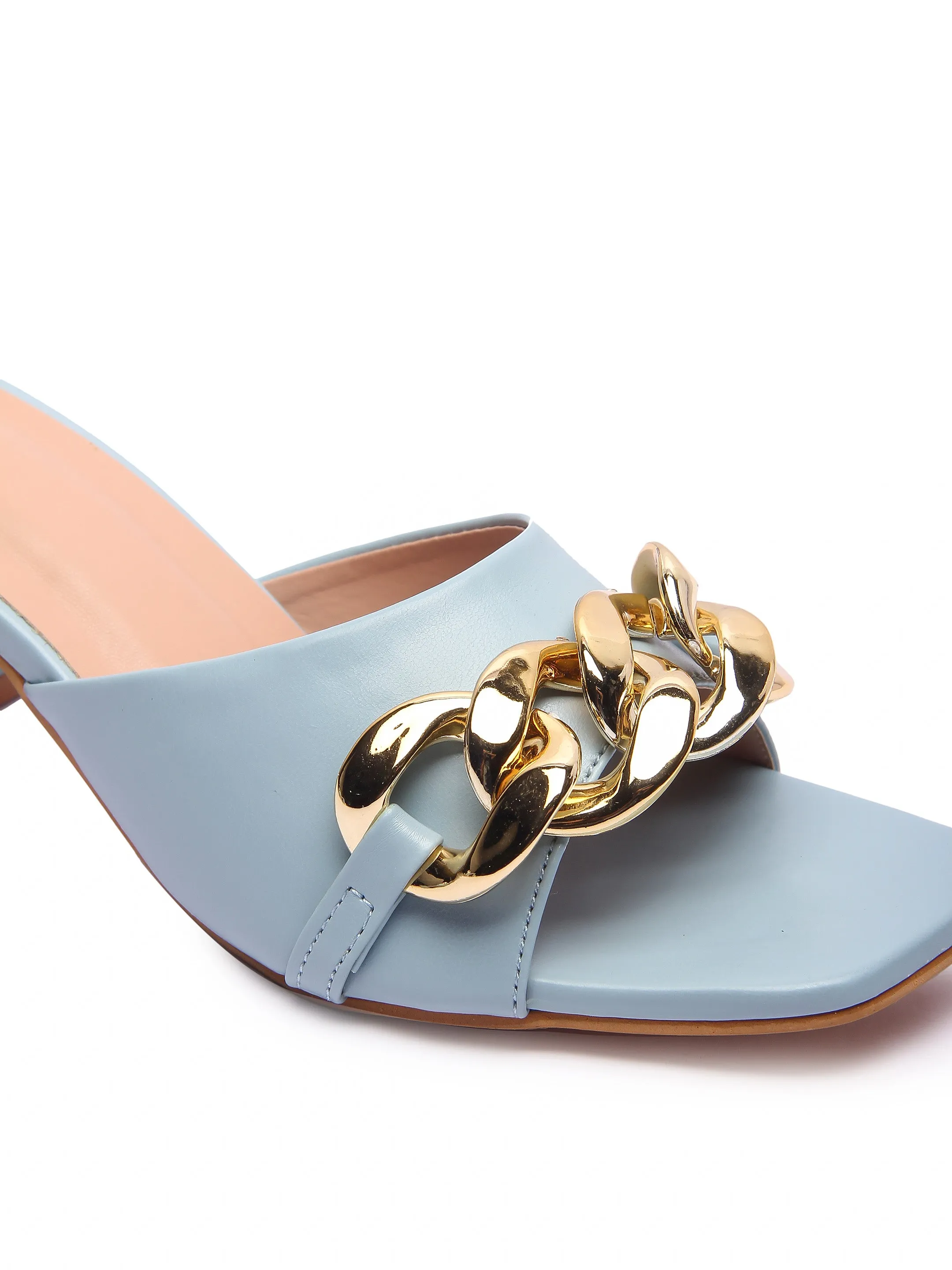 Brauch Women Blue Buckle Block Heel