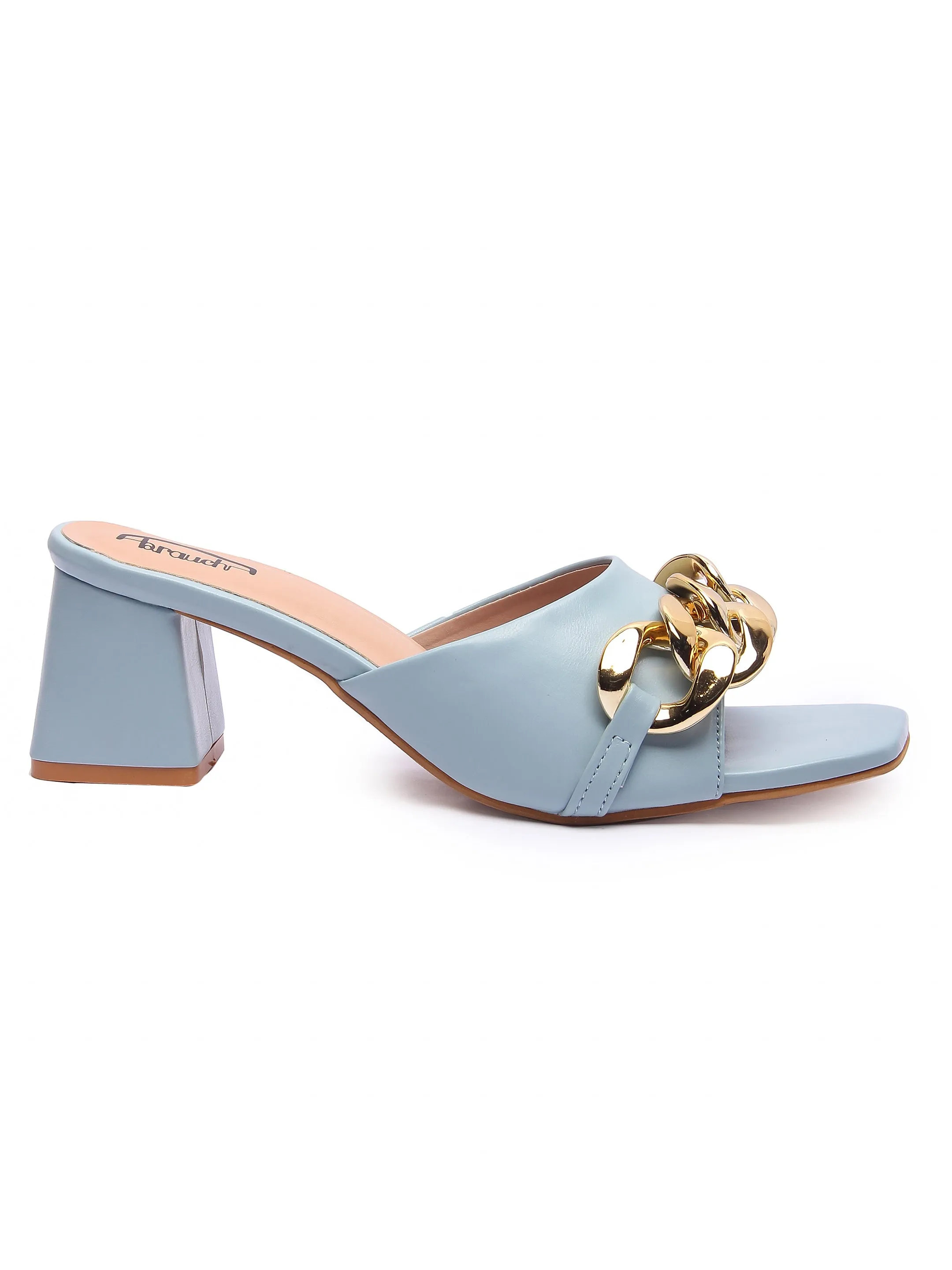 Brauch Women Blue Buckle Block Heel
