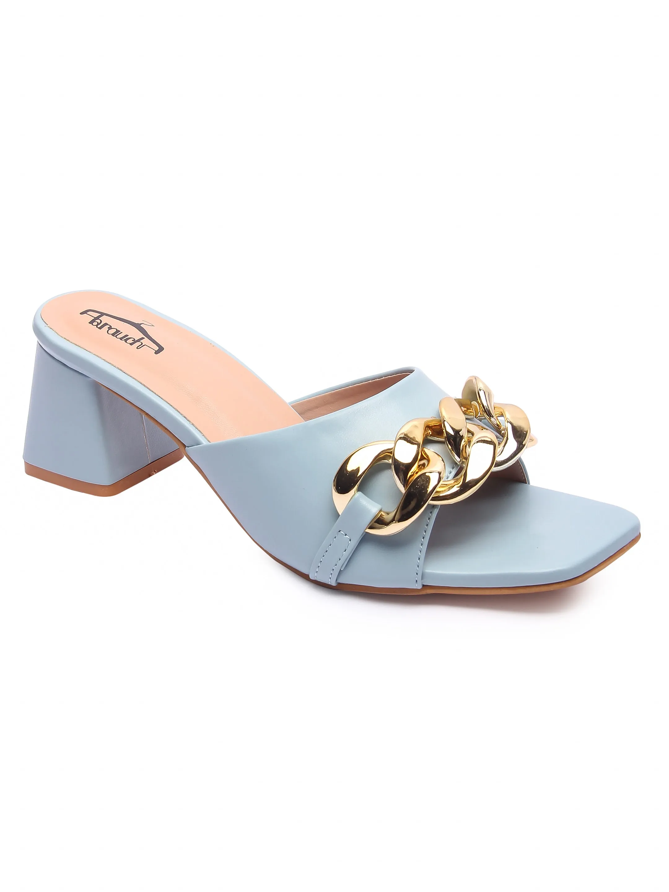 Brauch Women Blue Buckle Block Heel