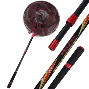 Carbon Fishing Landing Net Telescopic Fiber Pole w/ Non-Slip Handle