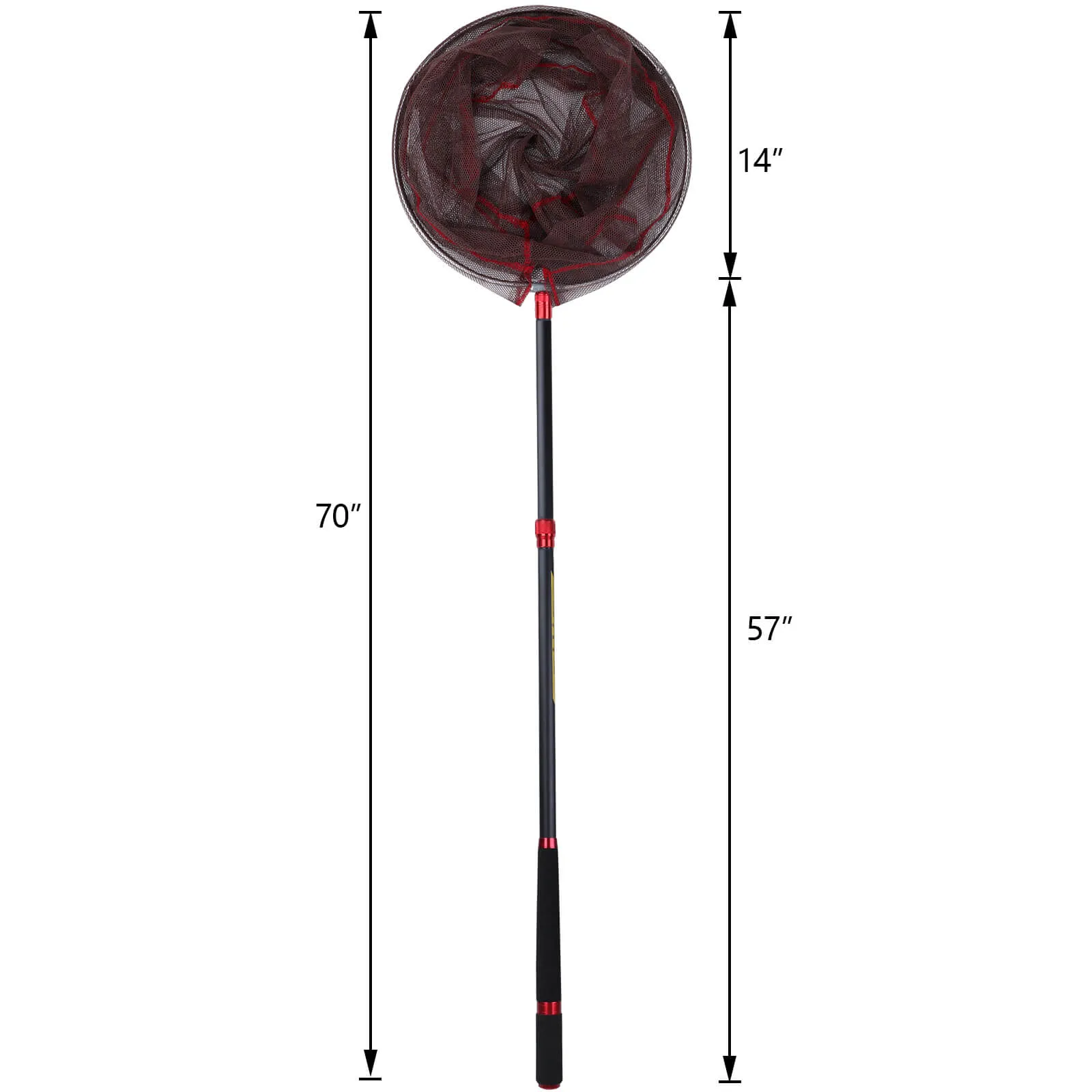 Carbon Fishing Landing Net Telescopic Fiber Pole w/ Non-Slip Handle