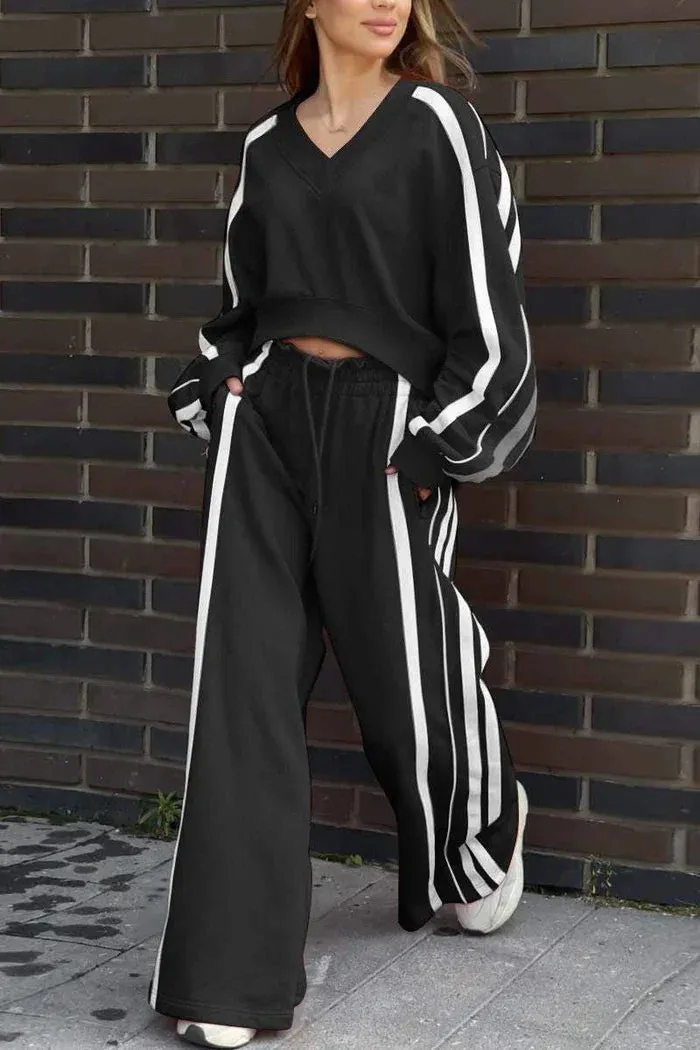 Casual Striped T-Shirt & Sweatpants Set