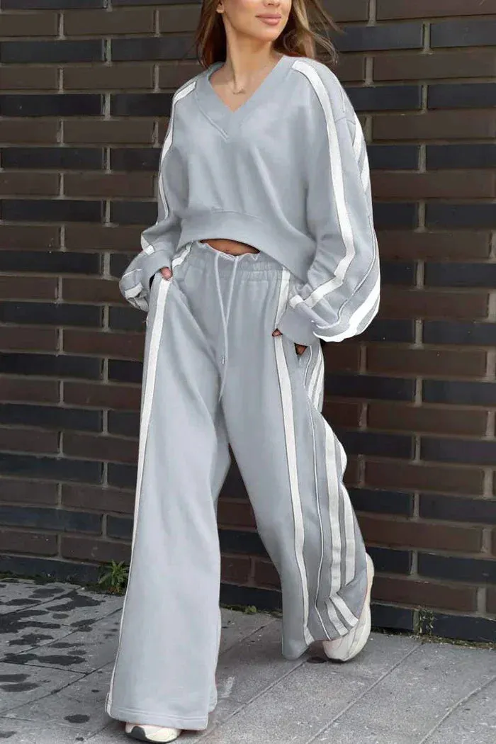 Casual Striped T-Shirt & Sweatpants Set