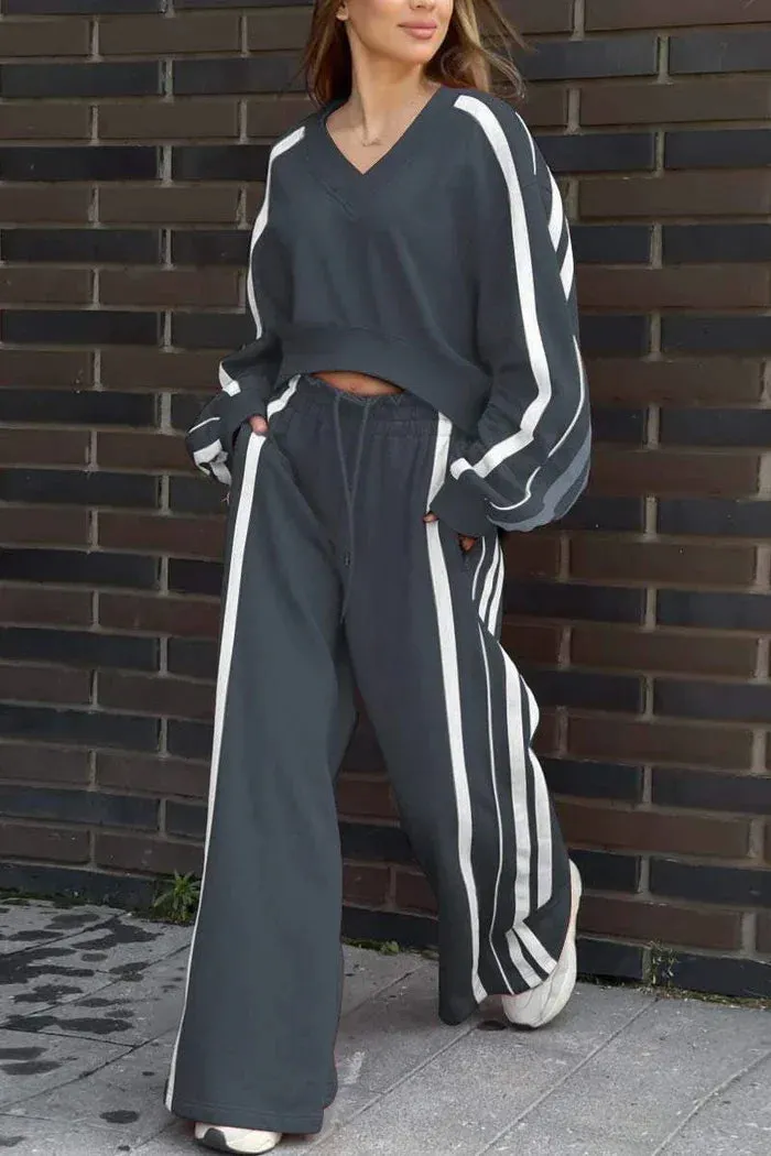 Casual Striped T-Shirt & Sweatpants Set