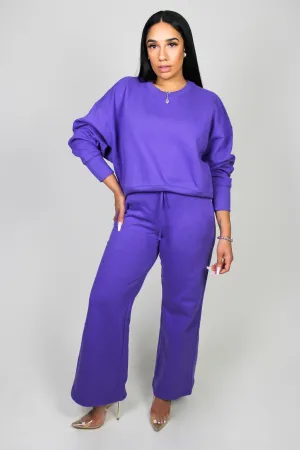 Chic Comfort Wide Leg Sweatsuit (Purple)