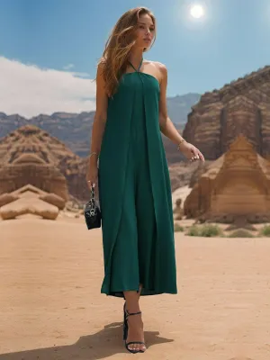 Chic sheer halter wide leg jumpsuit
