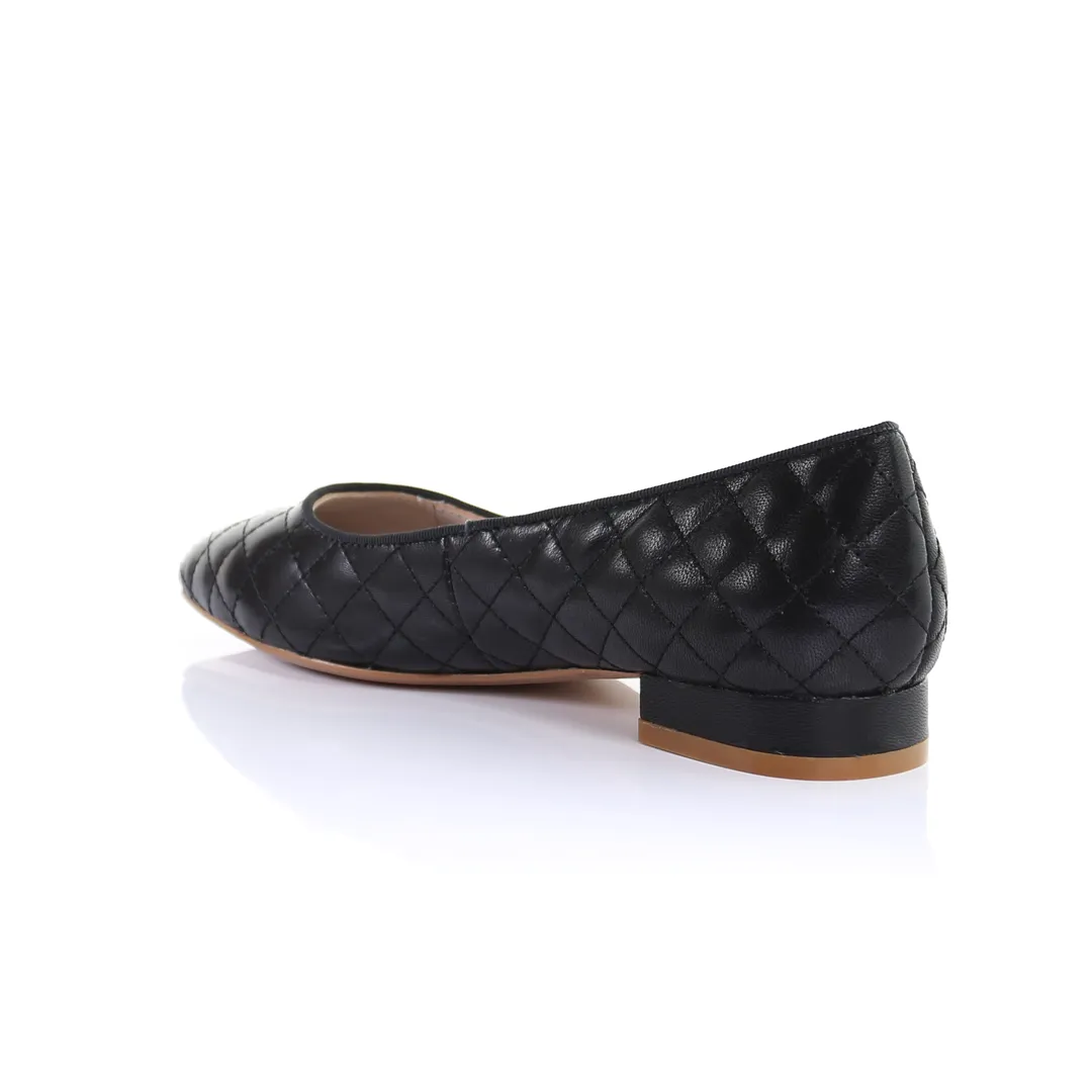 Classic Leather Square Toe Ballerina - (Black)