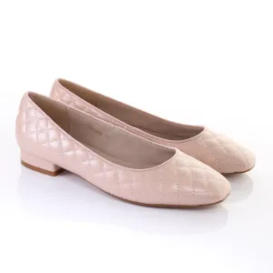 Classic Leather Square Toe Ballerina - (Peral Pink)