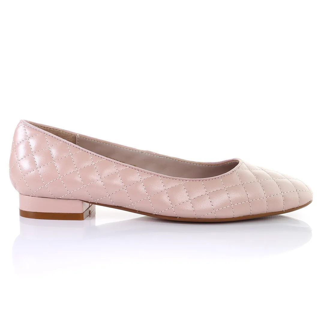 Classic Leather Square Toe Ballerina - (Peral Pink)