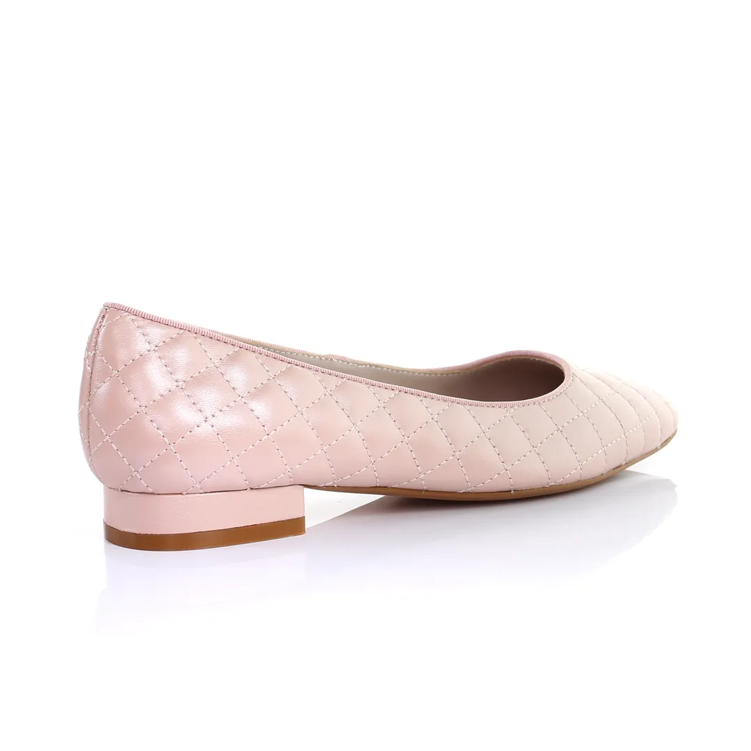 Classic Leather Square Toe Ballerina - (Peral Pink)