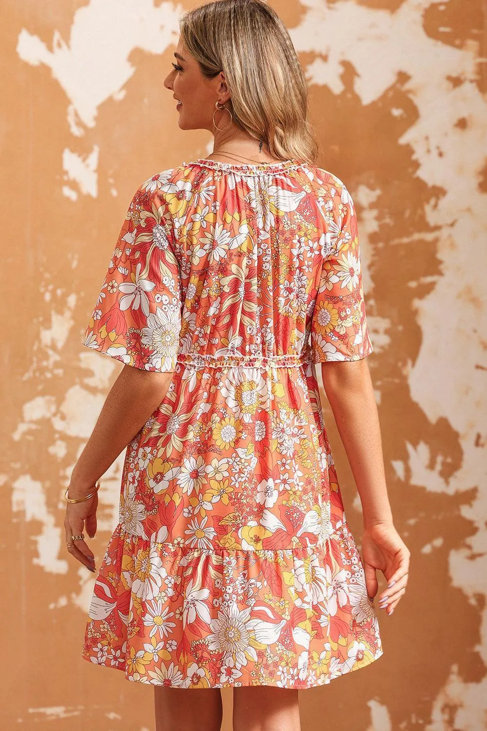 Contagious Charm Orange Floral Mini Dress
